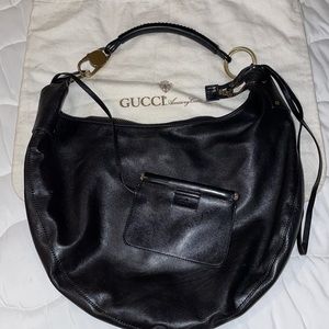 Vintage Gucci Moon Hobo Black Leather Purse